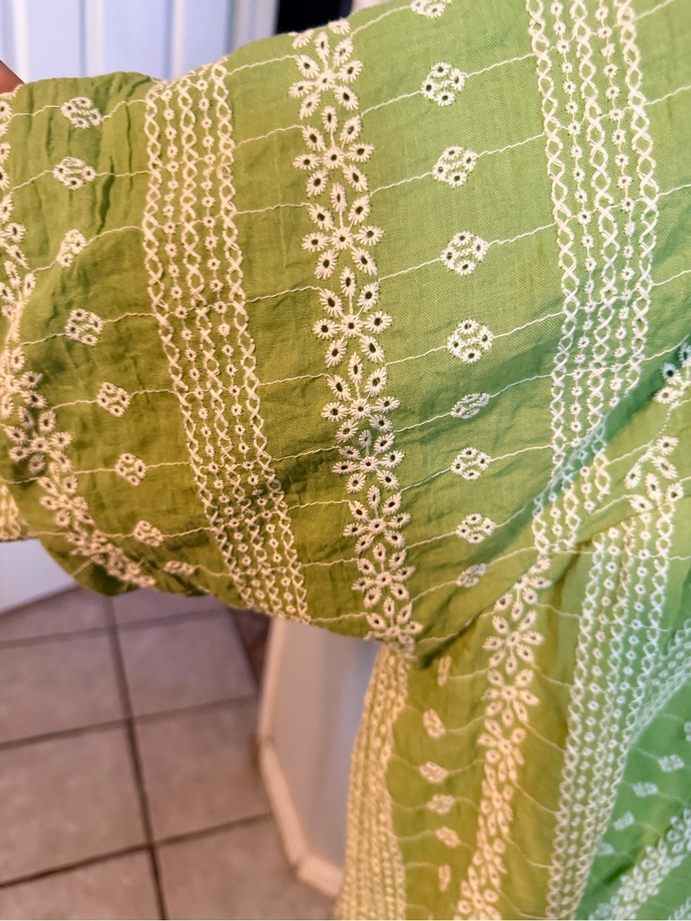 Umgee Light Green Embroidered V-Neck Tunic - Picture 3 of 5